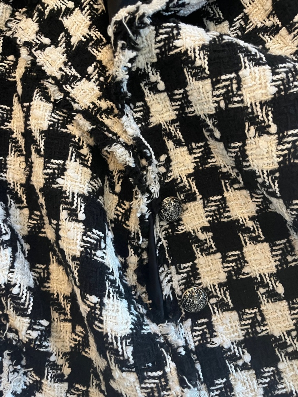 ZARA L Black & White Houndstooth Coat - Womens Jacket - Picture 3 of 4